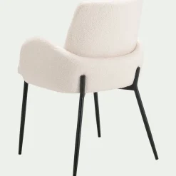 Chaise en tissu bouclette avec accoudoirs - blanc
