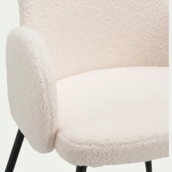 Chaise en tissu bouclette avec accoudoirs - blanc
