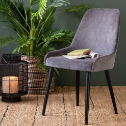 Chaise en tissu effet velours - gris