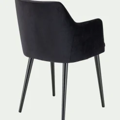Chaise en tissu effet velours avec accoudoirs - noir