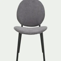 Chaise en tissu et bois d'eucalyptus - gris anthracite