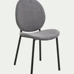 Chaise en tissu et bois d'eucalyptus - gris anthracite