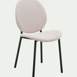 Chaise en tissu et bois d'eucalyptus - beige