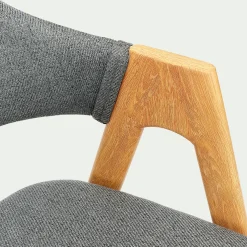 Chaise en tissu et effet bois clair avec accoudoirs - gris ardoise