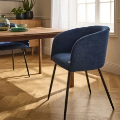 Chaise en tissu et métal avec accoudoirs - bleu figuerolles