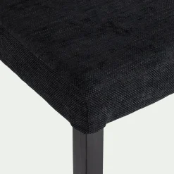 Chaise en tissu et piètement hêtre massif - noir
