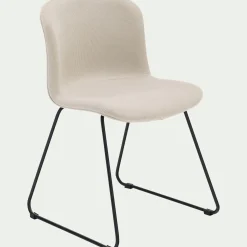Chaise en tissu sans accoudoirs et pieds traineaux - beige