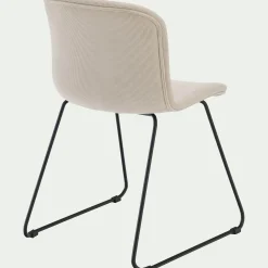 Chaise en tissu sans accoudoirs et pieds traineaux - beige