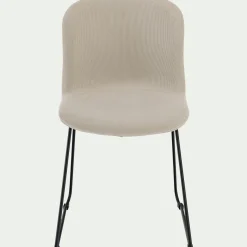 Chaise en tissu sans accoudoirs et pieds traineaux - beige
