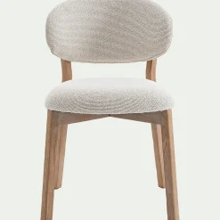 Chaise en tissus et bois de chêne clair sans accoudoirs - beige