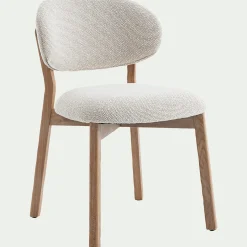 Chaise en tissus et bois de chêne clair sans accoudoirs - beige