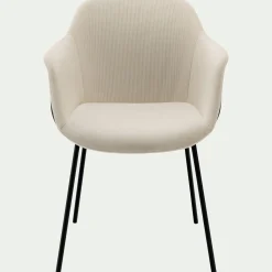 Chaise en velours côtelé avec accoudoirs - blanc ventoux