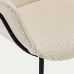 Chaise en velours côtelé avec accoudoirs - blanc ventoux