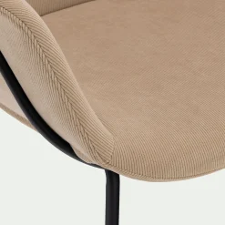 Chaise en velours côtelé avec accoudoirs - beige
