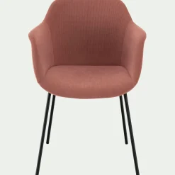 Chaise en velours côtelé avec accoudoirs - rose