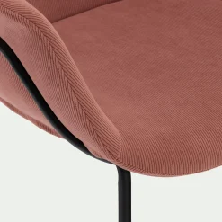 Chaise en velours côtelé avec accoudoirs - rose