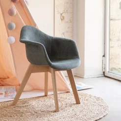 Chaise enfant en tissu avec accoudoirs - vert