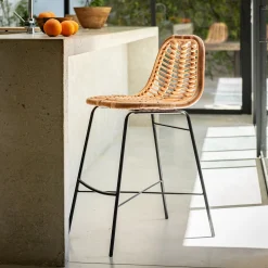 Chaise îlot central en rotin - naturel h66cm