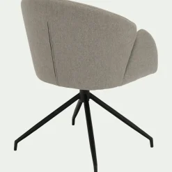 Chaise pivotante avec accoudoirs en tissu et piétement en fer - gris