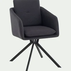 Chaise pivotante avec accoudoirs en tissu - noir