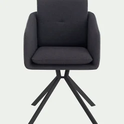 Chaise pivotante avec accoudoirs en tissu - noir
