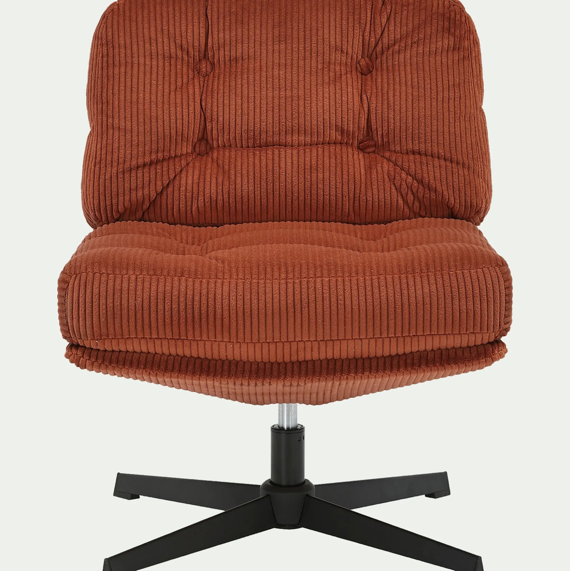 Chaise pivotante en velours côtelé et piétement en fer - brun rustrel