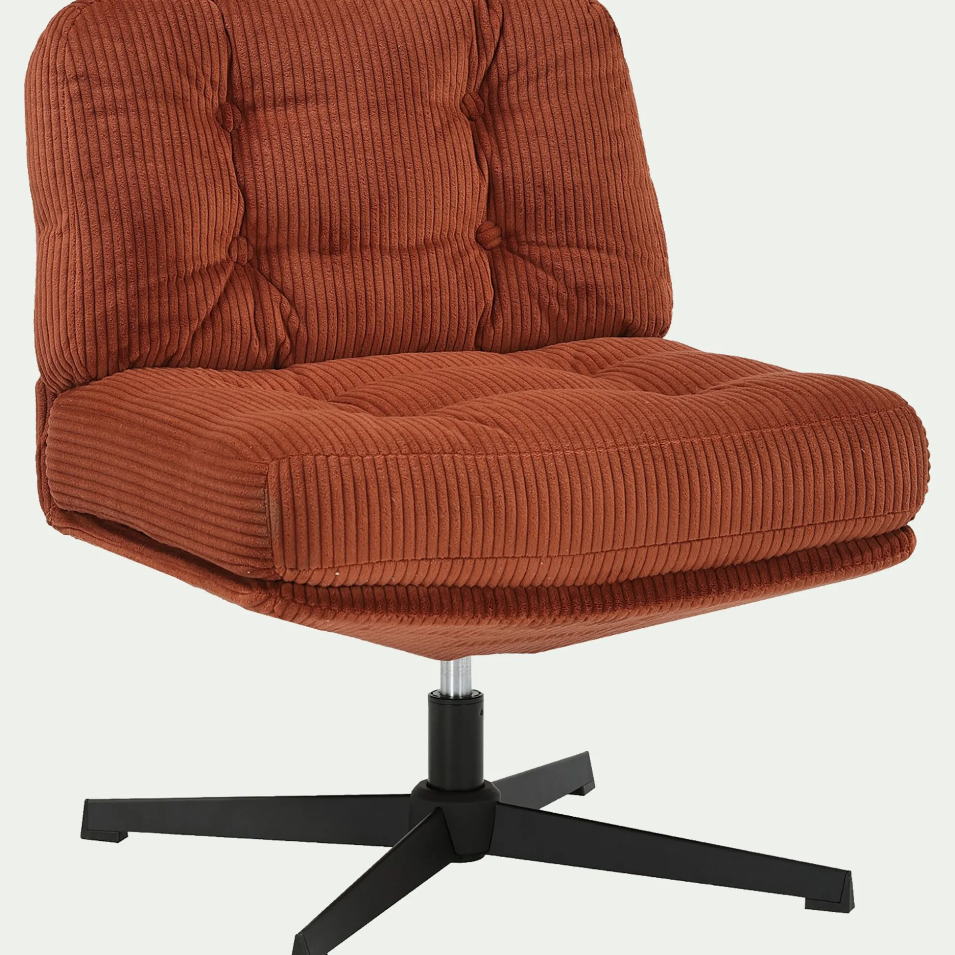 Chaise pivotante en velours côtelé et piétement en fer - brun rustrel