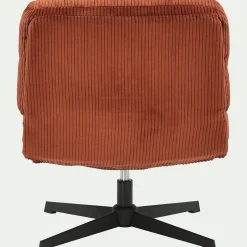 Chaise pivotante en velours côtelé et piétement en fer - brun rustrel