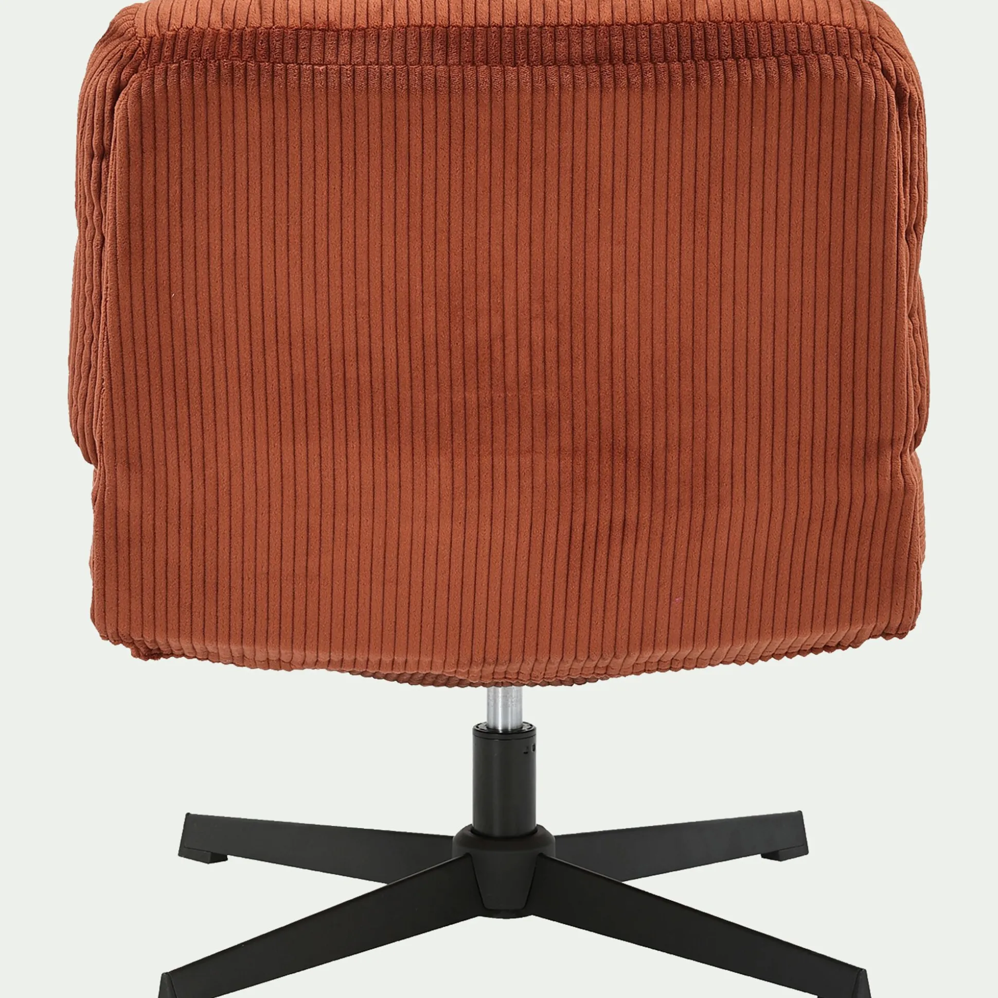 Chaise pivotante en velours côtelé et piétement en fer - brun rustrel