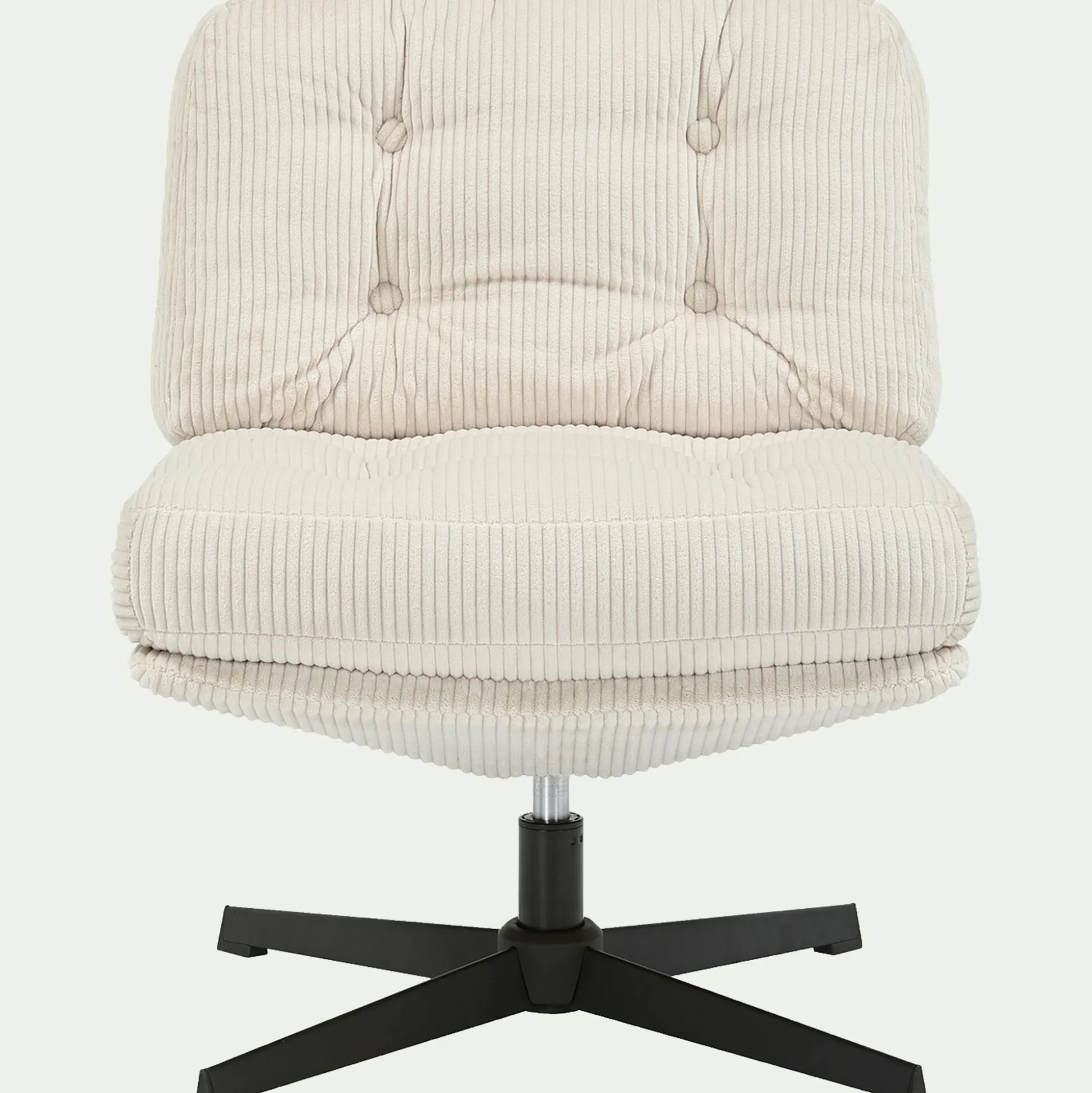 Chaise pivotante en velours côtelé et piétement en fer - beige