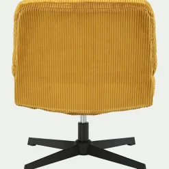 Chaise pivotante en velours côtelé et piétement en fer - jaune argan
