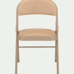 Chaise pliante en métal et tissu - beige