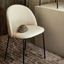 Chaise ronde en tissu - beige roucas