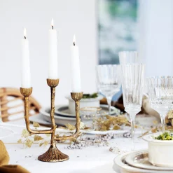 Chandelier à trois branches en laiton H20cm - doré