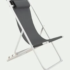 Chilienne en acier et toile enduite 3 positions - gris ardoise