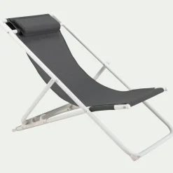 Chilienne en acier et toile enduite 3 positions - gris ardoise