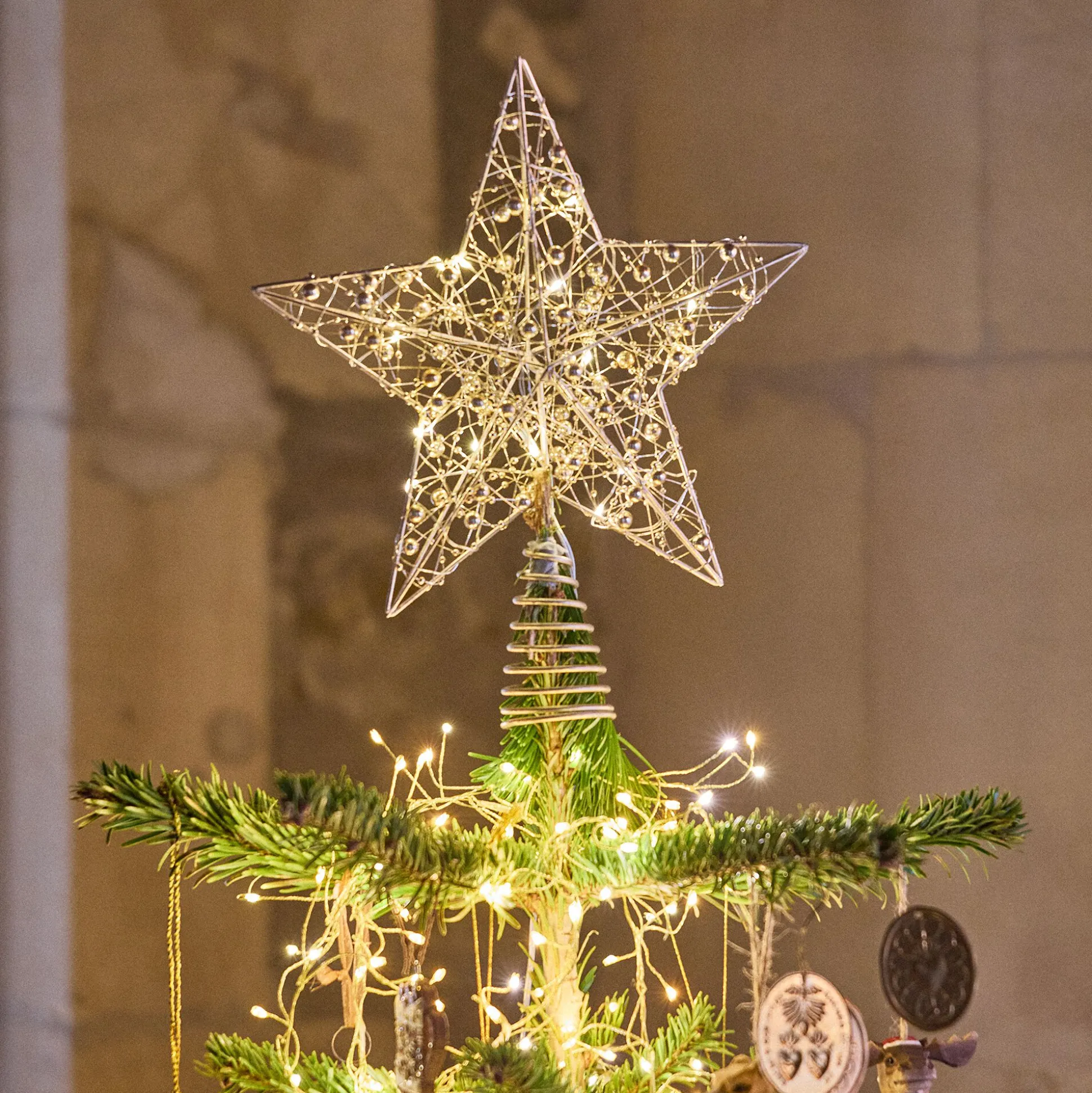 Cimier étoile lumineux H27cm - naturel