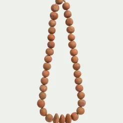 Collier décoratif de perles en terre cuite L50cm - marron