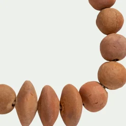 Collier décoratif de perles en terre cuite L50cm - marron