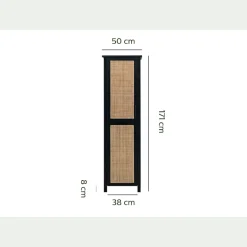 Colonne de salle de bain en bois de cèdre et cannage - H171cm