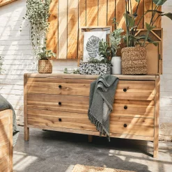 Commode 6 tiroirs en acacia - bois clair