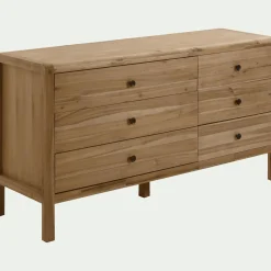 Commode 6 tiroirs en acacia - bois clair