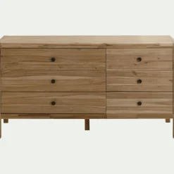 Commode 6 tiroirs en acacia - bois clair