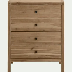 Commode 4 tiroirs en acacia - bois clair