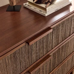 Commode 3 tiroirs en acajou L120cm - bois foncé