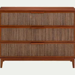 Commode 3 tiroirs en acajou L120cm - bois foncé