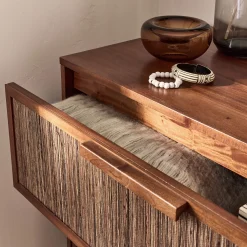 Commode 3 tiroirs en acajou L80cm - bois foncé