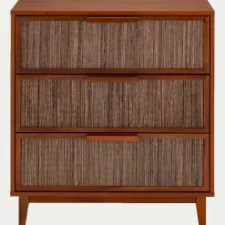 Commode 3 tiroirs en acajou L80cm - bois foncé