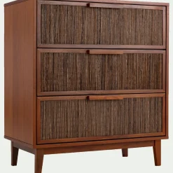 Commode 3 tiroirs en acajou L80cm - bois foncé