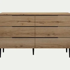 Commode 6 tiroirs en bois - bois clair